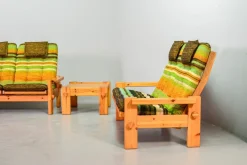 Best Pamono Scandinavian Seating Group in Pinewood & Rainbow Fabric by Yngve Ekström for Swedese, 1970s, Set of 5