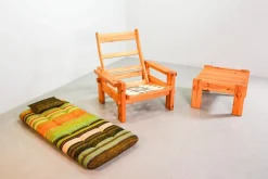 Best Pamono Scandinavian Seating Group in Pinewood & Rainbow Fabric by Yngve Ekström for Swedese, 1970s, Set of 5