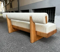 Clearance Pamono Scandinavian Sofa in White Bouclé and Light Wood, 2000s