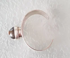 Pamono Scandinavian Sterling Silver Bangle with Smoky Topaz, 1960s> Bracelets