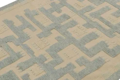 Pamono Scandinavian Style Rug in Blue and Beige Geometric Patterns from R&K Principal Jahanshah Nazmiyal