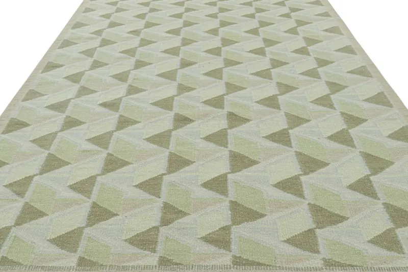 Best Pamono Scandinavian Style Rug in Light Green with Geometric Patterns from R&K Principal Jahanshah Nazmiyal