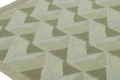 Best Pamono Scandinavian Style Rug in Light Green with Geometric Patterns from R&K Principal Jahanshah Nazmiyal