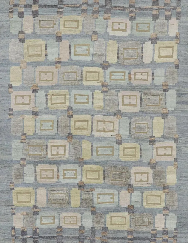 Hot Pamono Scandinavian Style Rug with Geometric Patterns from R&K Principal Jahanshah Nazmiyal