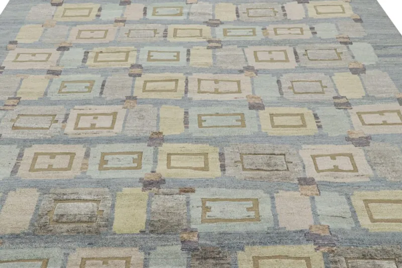 Hot Pamono Scandinavian Style Rug with Geometric Patterns from R&K Principal Jahanshah Nazmiyal