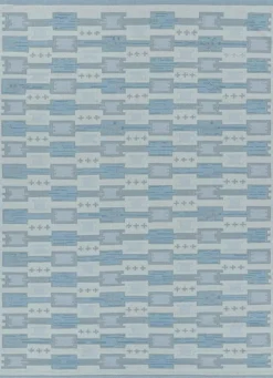 Outlet Pamono Scandinavian Style Rug with Blue Geometric Patterns from R&K Principal Jahanshah Nazmiyal