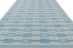 Outlet Pamono Scandinavian Style Rug with Blue Geometric Patterns from R&K Principal Jahanshah Nazmiyal