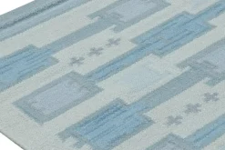 Outlet Pamono Scandinavian Style Rug with Blue Geometric Patterns from R&K Principal Jahanshah Nazmiyal