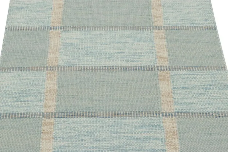 Clearance Pamono Scandinavian Style Rug with Light Blue Geometric Patterns from R&K Principal Jahanshah Nazmiyal