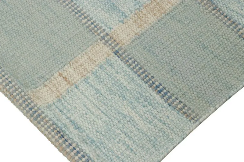 Clearance Pamono Scandinavian Style Rug with Light Blue Geometric Patterns from R&K Principal Jahanshah Nazmiyal