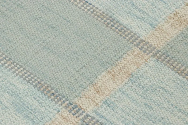 Clearance Pamono Scandinavian Style Rug with Light Blue Geometric Patterns from R&K Principal Jahanshah Nazmiyal