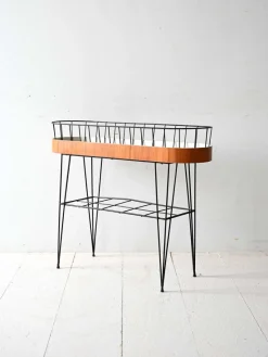 Best Pamono Scandinavian Teak and Metal Flower Stand, 1960s