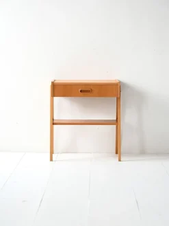 Pamono Scandinavian Teak Bedside Table with Geometric Design, 1960s> Nightstands