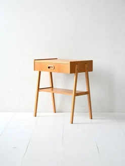 Pamono Scandinavian Teak Bedside Table with Geometric Design, 1960s><noscript><img width=