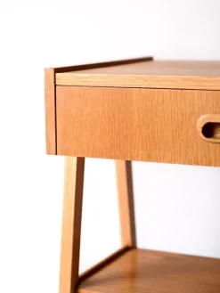Pamono Scandinavian Teak Bedside Table with Geometric Design, 1960s><noscript><img width=