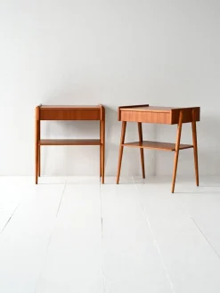 Pamono Scandinavian Teak Bedside Tables with Hidden Drawer, 1960s, Set of 2> Nightstands