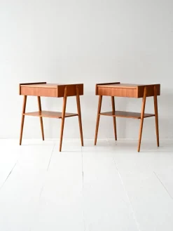 Pamono Scandinavian Teak Bedside Tables with Hidden Drawer, 1960s, Set of 2><noscript><img width=