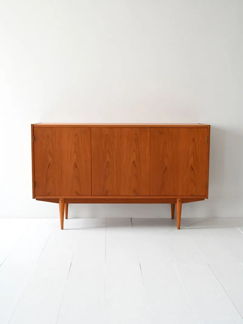 Pamono Scandinavian Teak Highboard with Triple Compartment, 1960s> Sideboards & Buffets