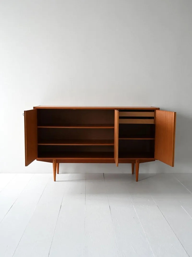 Pamono Scandinavian Teak Highboard with Triple Compartment, 1960s> Sideboards & Buffets
