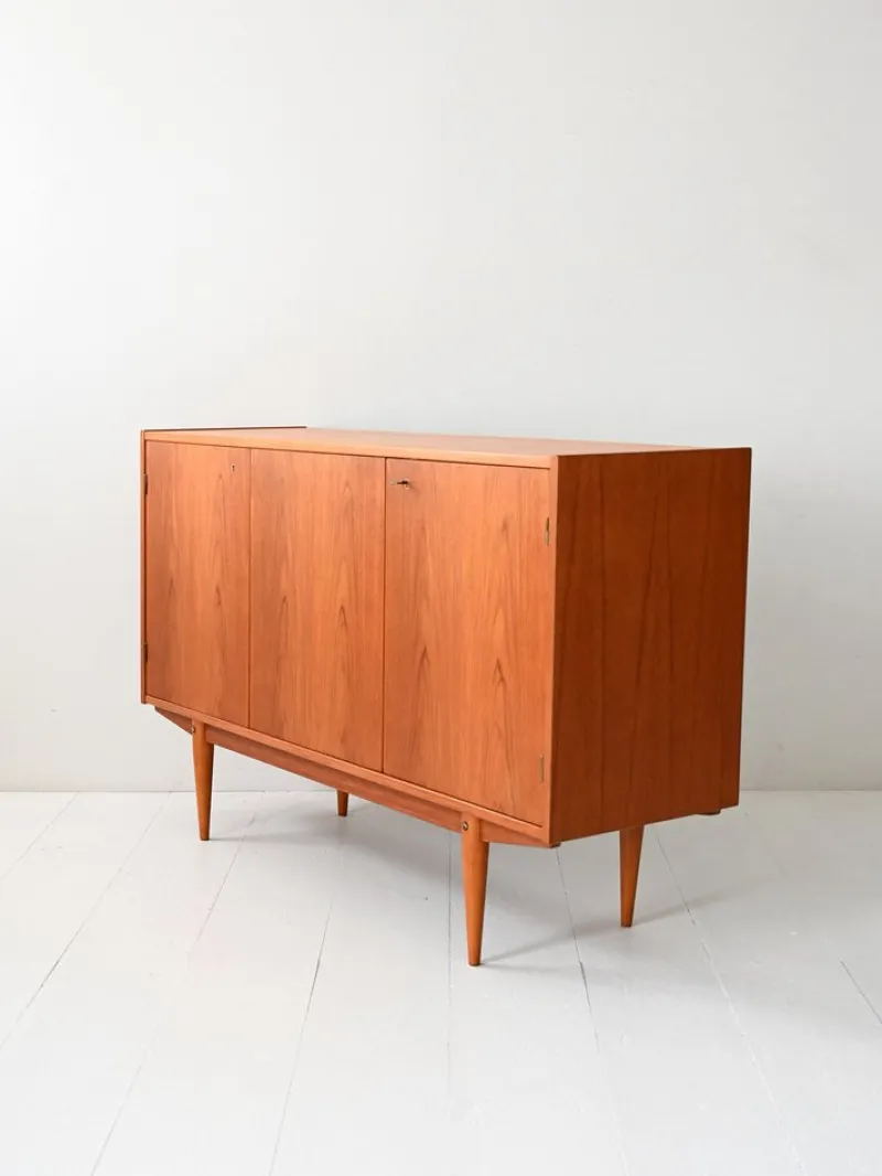 Pamono Scandinavian Teak Highboard with Triple Compartment, 1960s> Sideboards & Buffets