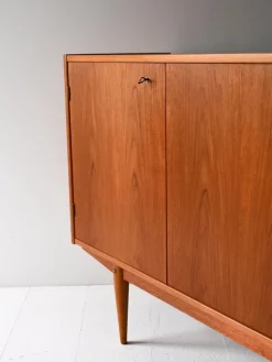 Pamono Scandinavian Teak Highboard with Triple Compartment, 1960s><noscript><img width=