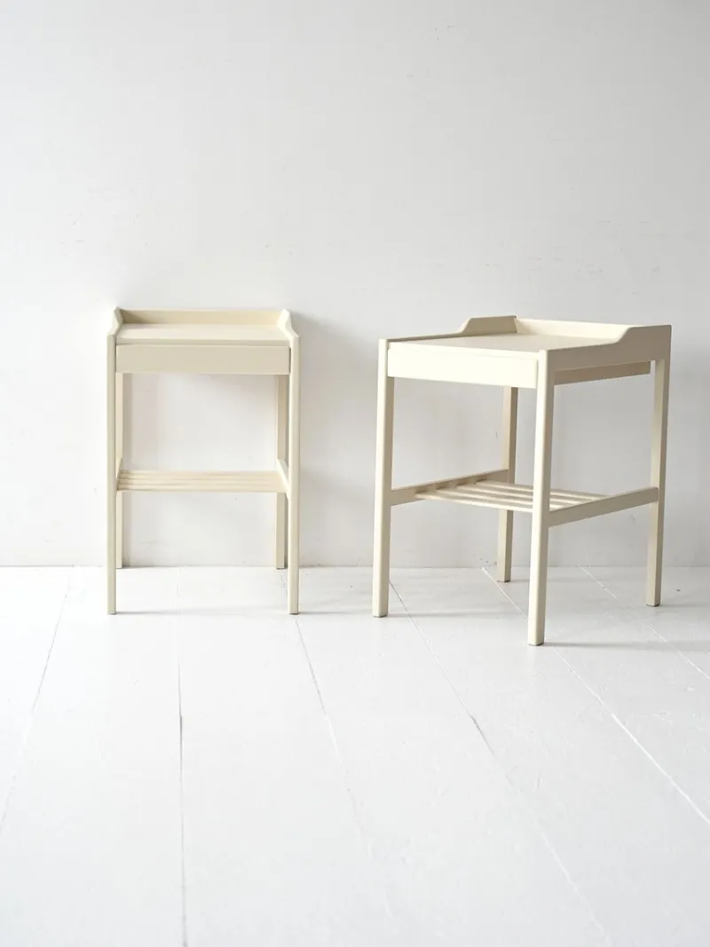 Pamono Scandinavian White Bedside Tables, 1950s, Set of 2