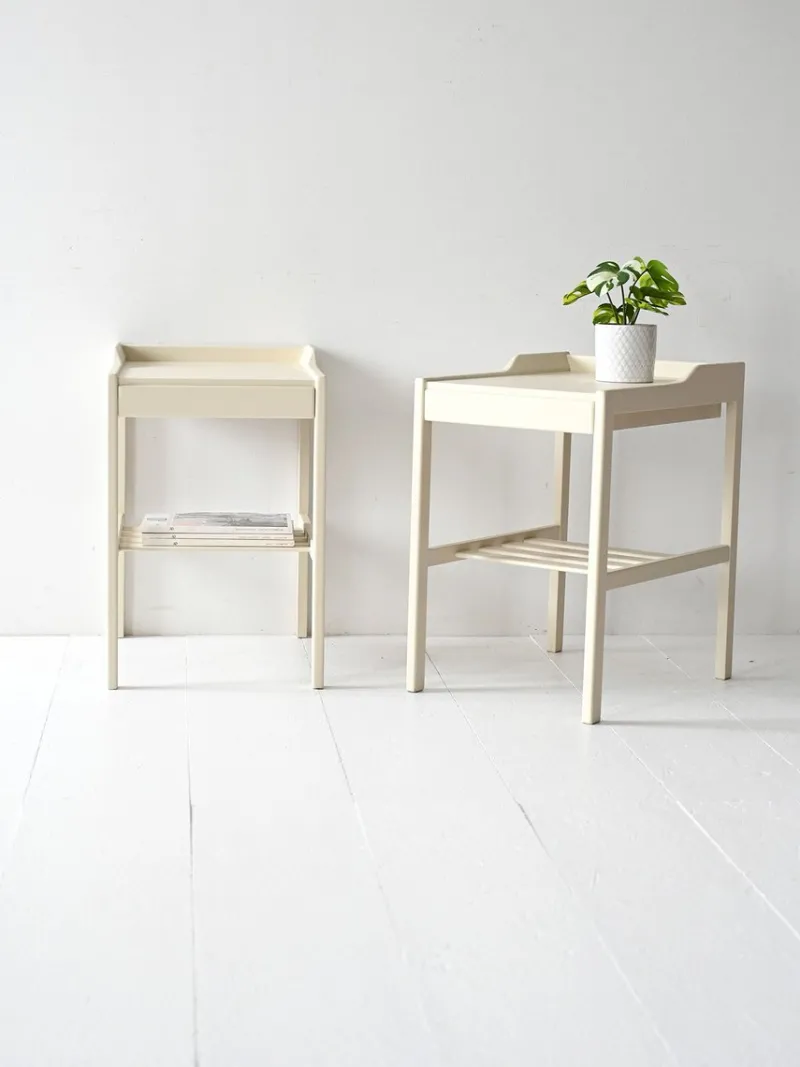 Pamono Scandinavian White Bedside Tables, 1950s, Set of 2