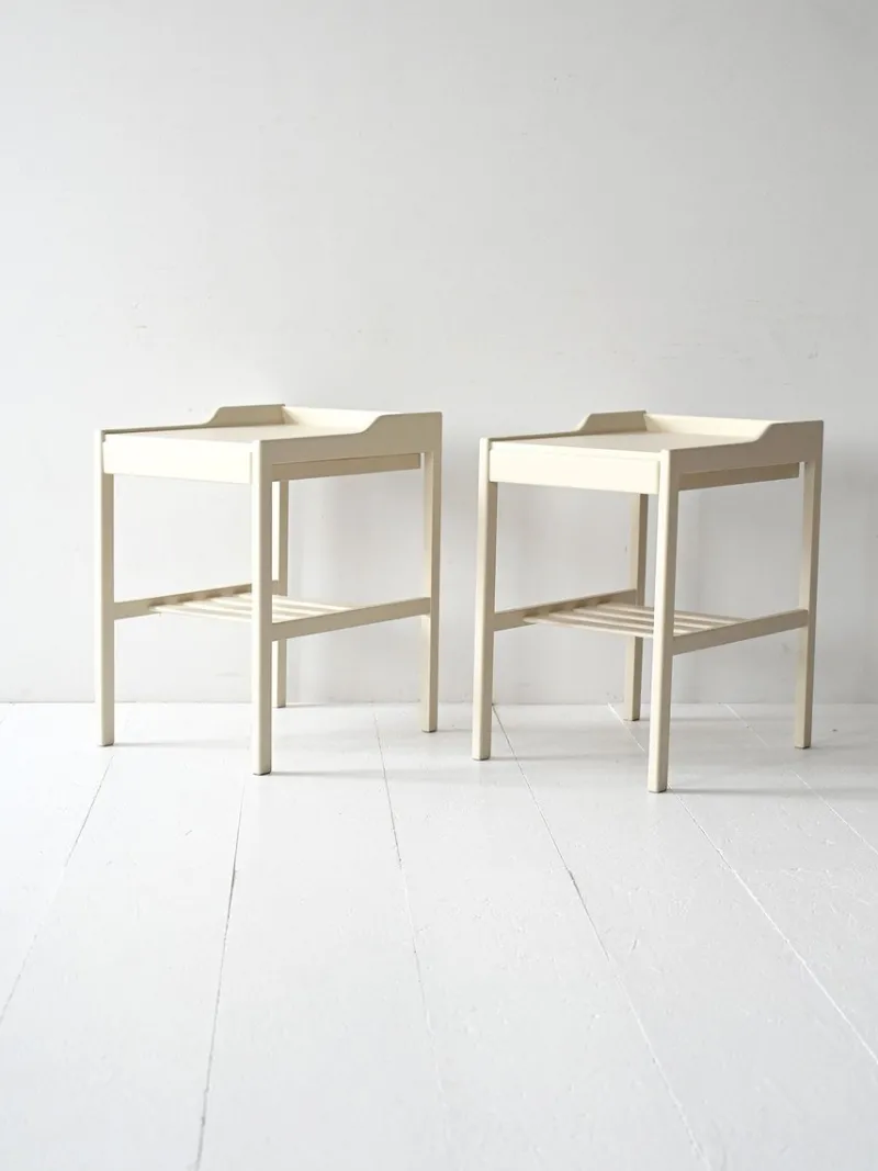 Pamono Scandinavian White Bedside Tables, 1950s, Set of 2