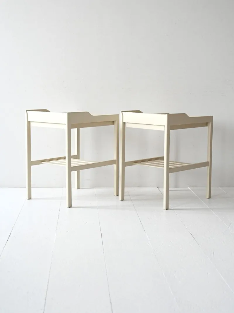 Pamono Scandinavian White Bedside Tables, 1950s, Set of 2