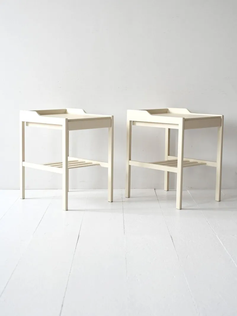 Pamono Scandinavian White Bedside Tables, 1950s, Set of 2