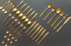 Pamono Scanline Flatware for 6 by Sigvard Bernadotte, 1950s, Set of 39> Cutlery & Serving Utensils