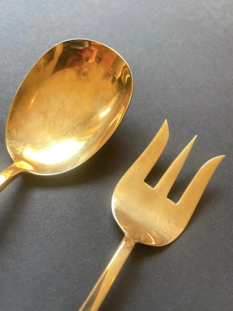 Pamono Scanline Flatware for 6 by Sigvard Bernadotte, 1950s, Set of 39> Cutlery & Serving Utensils