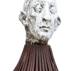 Best Pamono Óscar Aldonza Torres, Black Refractory Sculpture with White Smoked Glaze, Testa 16, 2019, Clay, Iron & Smoked Glass
