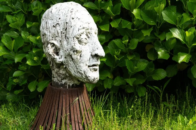 Best Pamono Óscar Aldonza Torres, Black Refractory Sculpture with White Smoked Glaze, Testa 16, 2019, Clay, Iron & Smoked Glass
