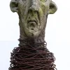 Outlet Pamono Óscar Aldonza Torres, Large-Scale Head Sculpture with Collar, Testa 17, 2019, Ceramic & Iron
