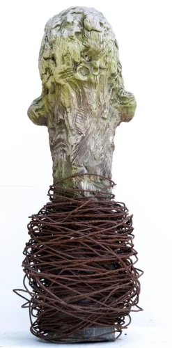 Outlet Pamono Óscar Aldonza Torres, Large-Scale Head Sculpture with Collar, Testa 17, 2019, Ceramic & Iron
