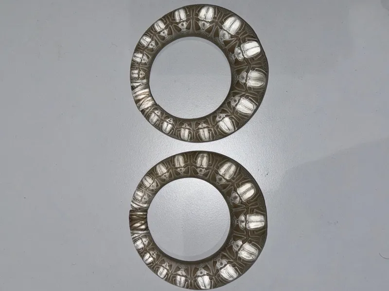 Clearance Pamono Scarab Rings in Frosted Glass with Patina by René Lalique for Lalique, 1930s, Set of 2