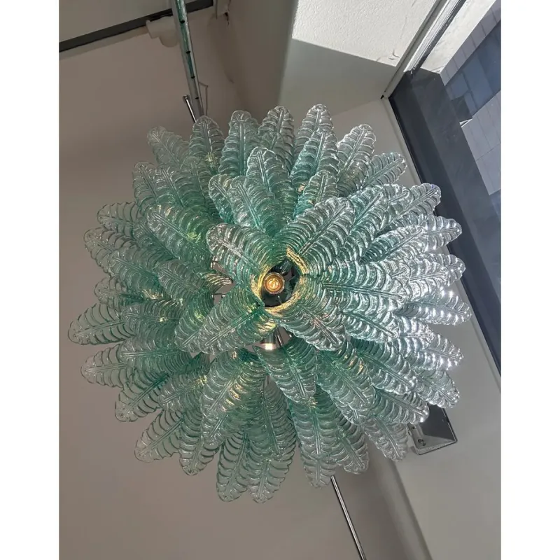 Pamono Scenographic Green Felci Murano Glass Chandelier by Simoeng> Ceiling Lights