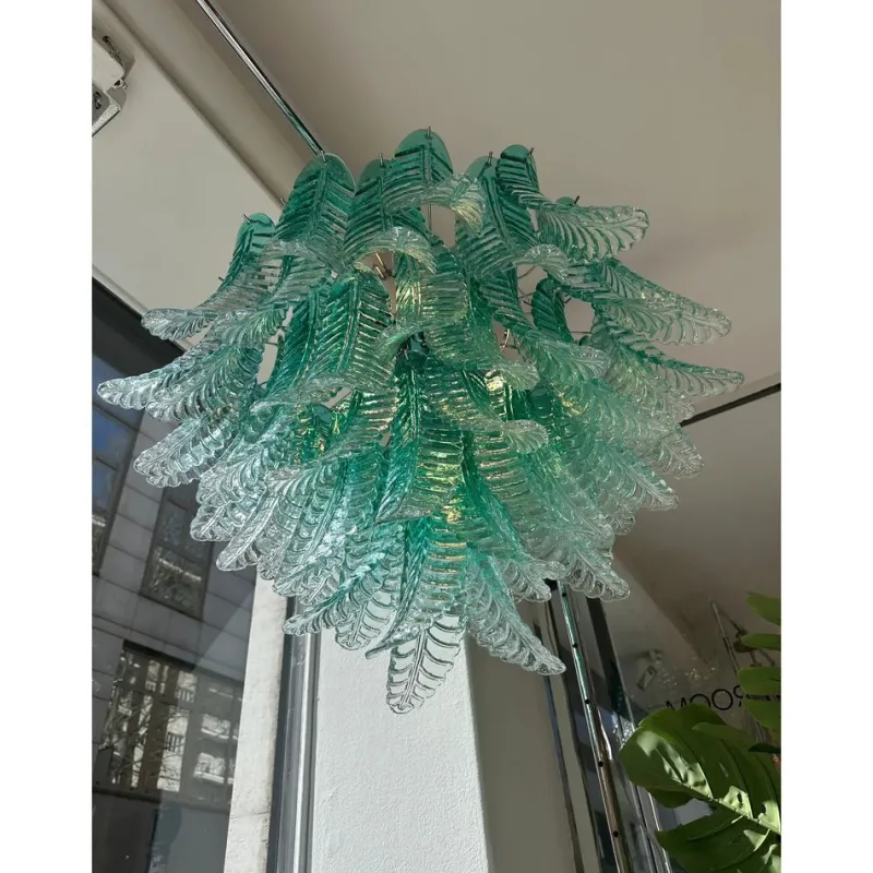 Pamono Scenographic Green Felci Murano Glass Chandelier by Simoeng> Ceiling Lights