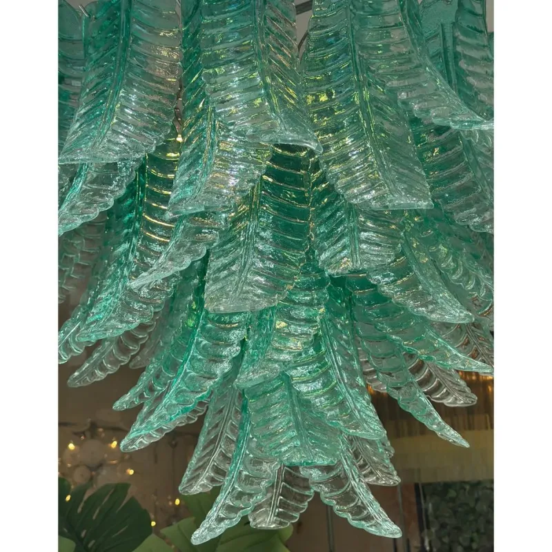 Pamono Scenographic Green Felci Murano Glass Chandelier by Simoeng> Ceiling Lights