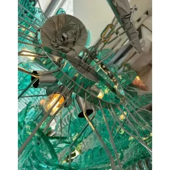 Pamono Scenographic Green Felci Murano Glass Chandelier by Simoeng><noscript><img width=