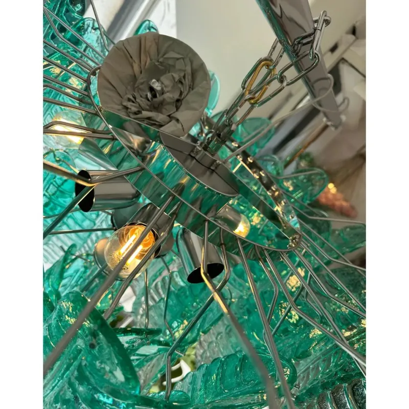 Pamono Scenographic Green Felci Murano Glass Chandelier by Simoeng> Ceiling Lights