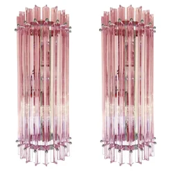 Online Pamono Scenographic Pink Triedro Murano Glass Wall Sconces by Simoeng, Set of 2
