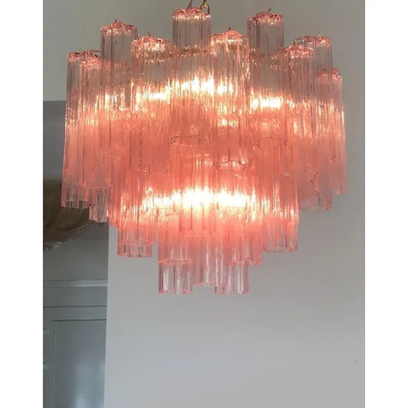 Pamono Scenographic Pink Tronchi Murano Glass Chandelier in Venini Style by Simoeng> Ceiling Lights