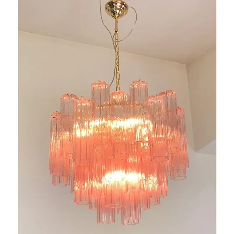 Pamono Scenographic Pink Tronchi Murano Glass Chandelier in Venini Style by Simoeng> Ceiling Lights