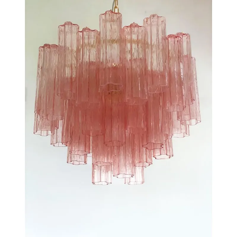 Pamono Scenographic Pink Tronchi Murano Glass Chandelier in Venini Style by Simoeng> Ceiling Lights
