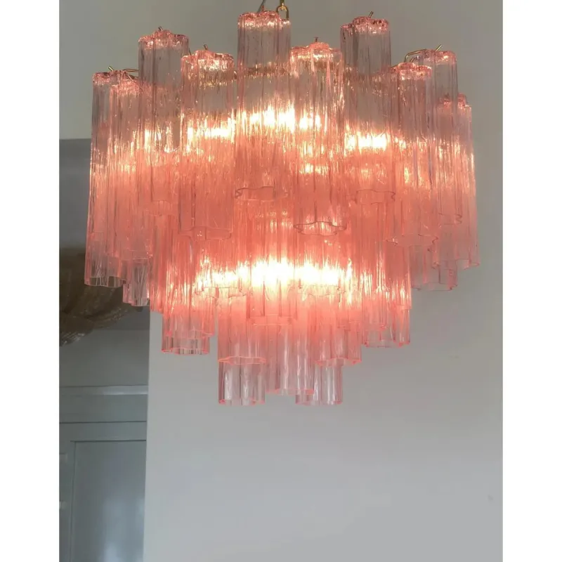 Pamono Scenographic Pink Tronchi Murano Glass Chandelier by Simoeng> Ceiling Lights