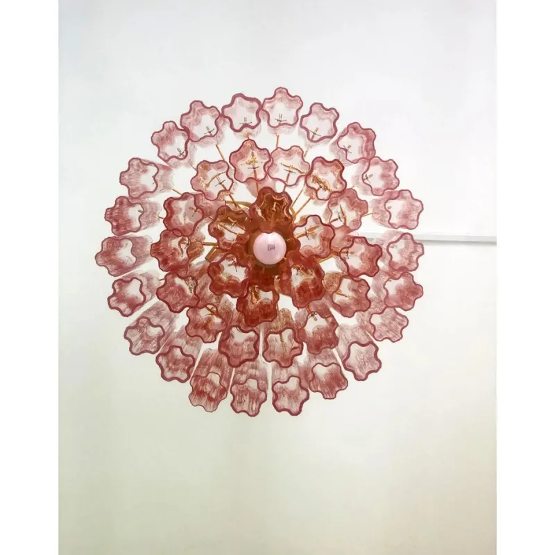 Pamono Scenographic Pink Tronchi Murano Glass Chandelier by Simoeng> Ceiling Lights