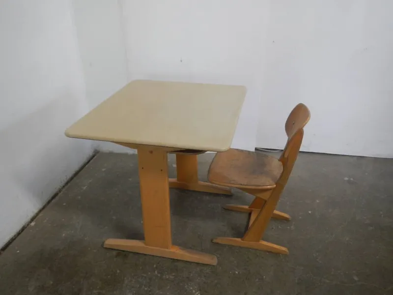 Pamono School Bench with Chair, 1960, Set of 2> Children's Tables