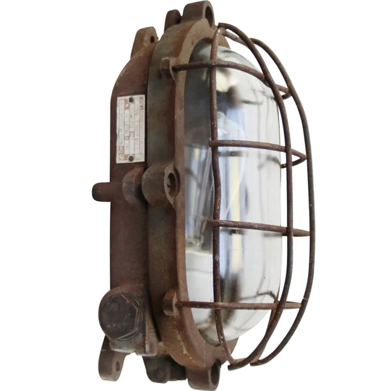 Pamono Sconce in Rust Cast Iron and Clear Glass> Wall Lights & Sconces